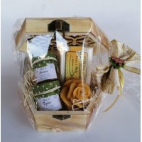 confezione regalo scatolina in legno con 2 vasetto miele e candelina 