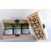 confezione regalo scatolina in legno con 3 vasetti miele