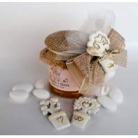bomboniera per matrimonio vaso miele 125 gr - decorazione: magnete albero della vita